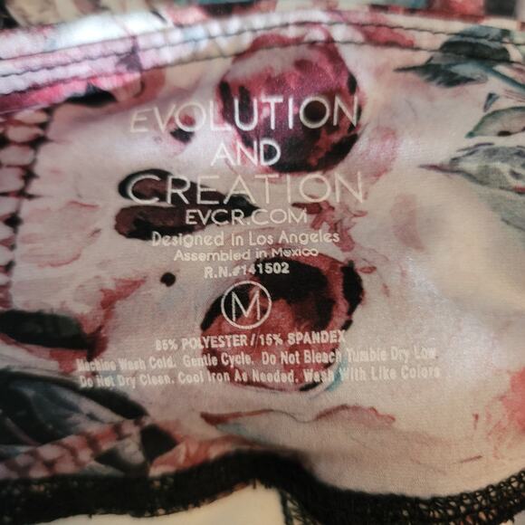 Evolution and Creation Skulls and Floral Athletic Hiking Walking Leggings M - Picture 4 of 4